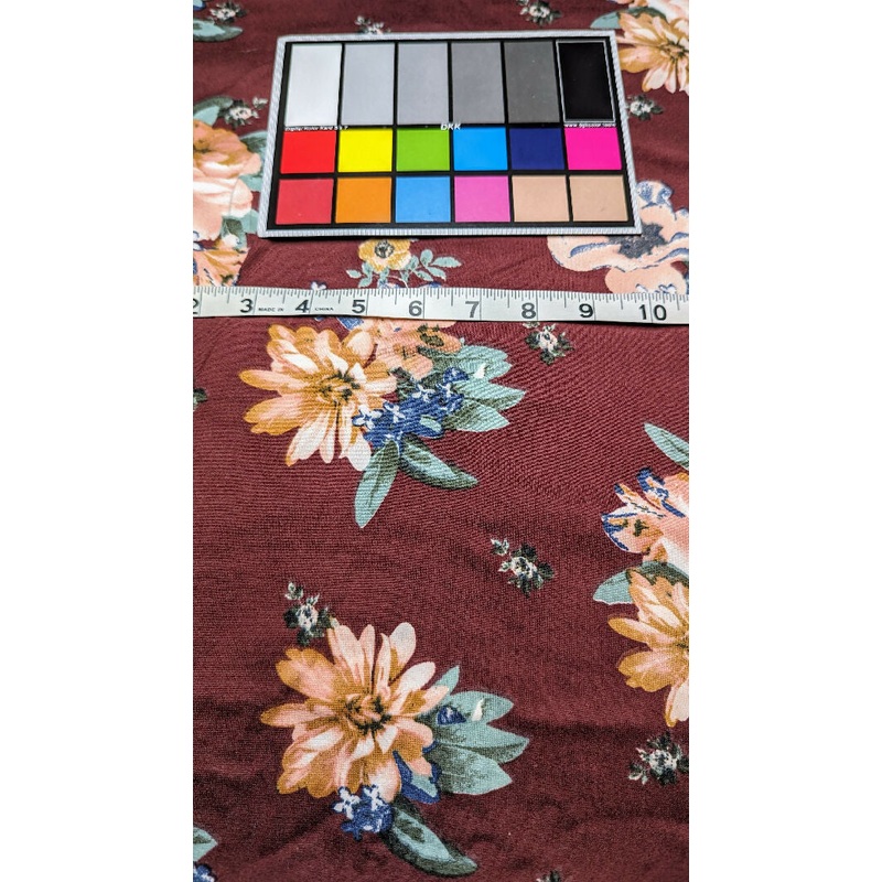 Maroon Multicolor Floral Print Double Brushed Polyester Knit Fabric 50"W - 2 yds