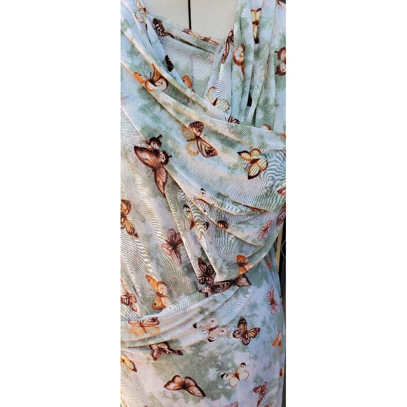 Nylon Lycra Butterfly Print Mesh Knit Fabric