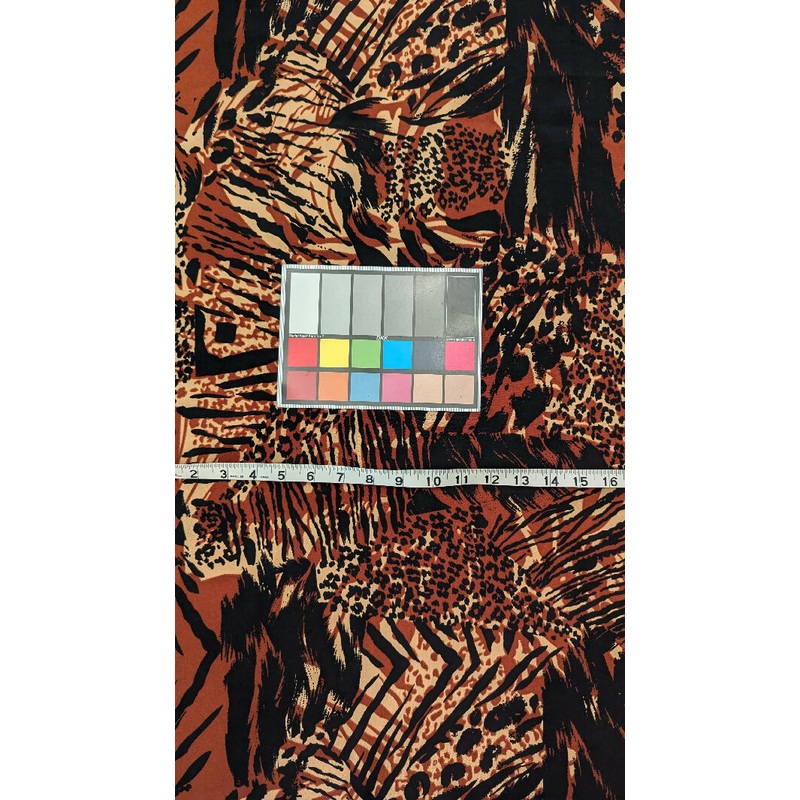 Rust/Tan/Black Mixed Animal Print Faille Woven Fabric 59"W - 1 1/4 yd