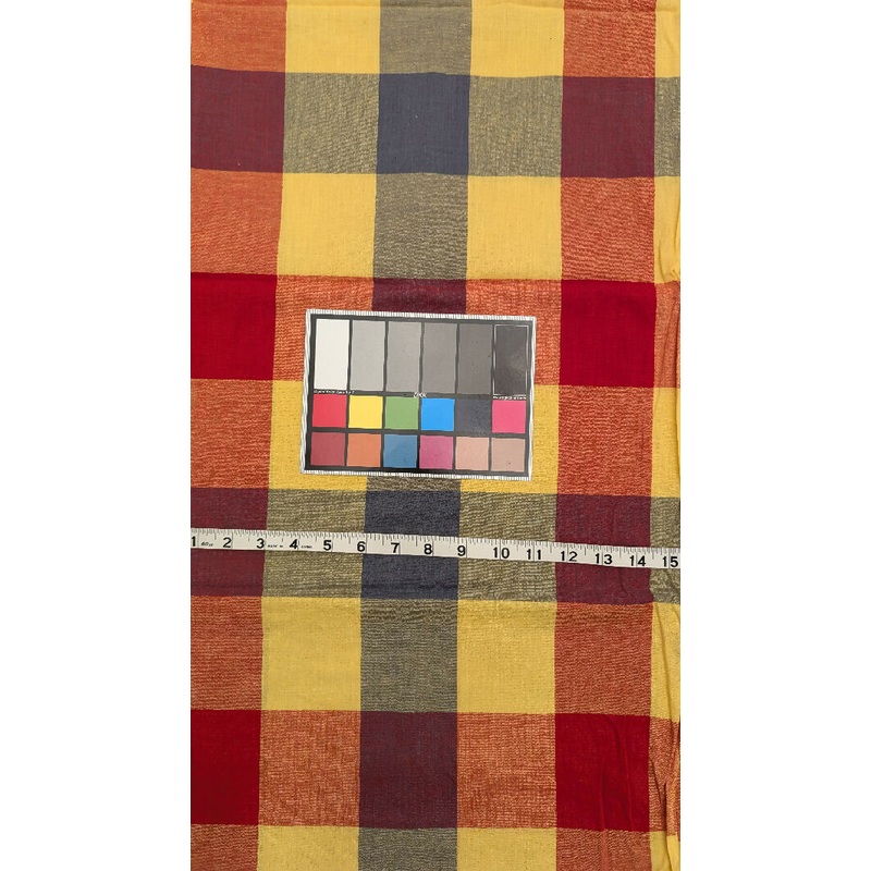 VTG Autumnal Color Check Print Shirting Woven Fabric 33"W x 70"L