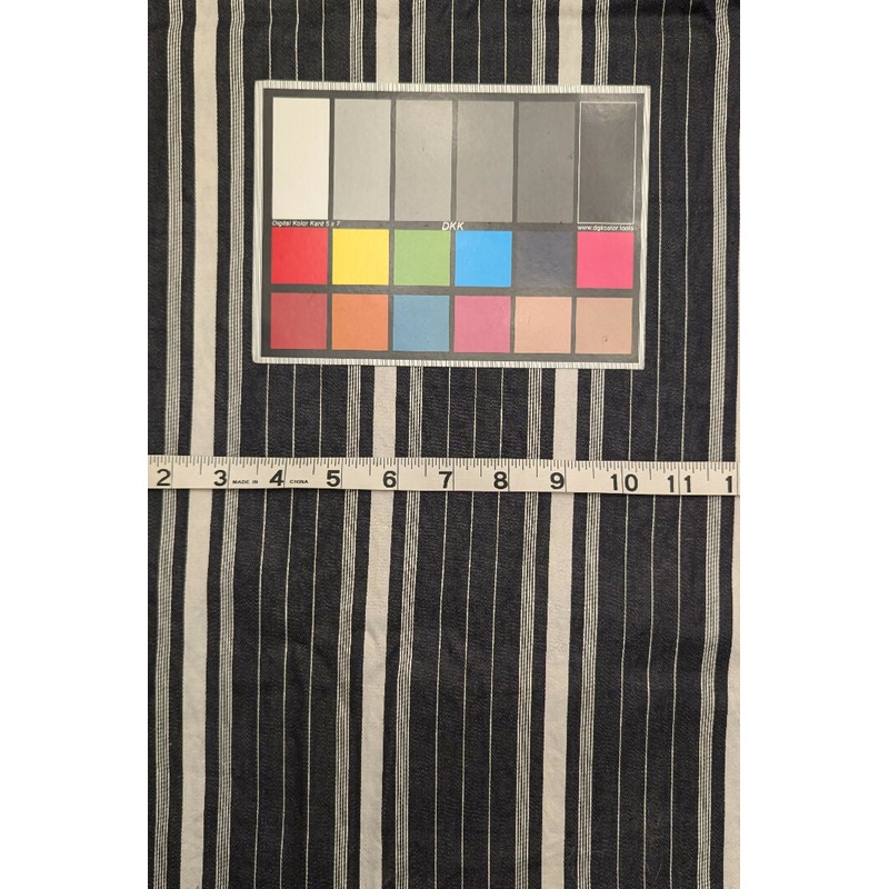 VTG Charcoal Gray/White Striped Shirting Woven Fabric 36"W - 4 1/2yds+