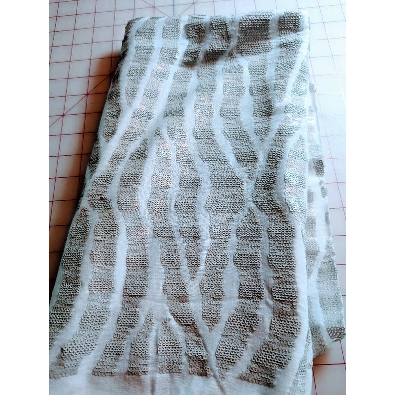 White and Beige Sequin Animal Print (Crushed Ice) - 28 x 64 In