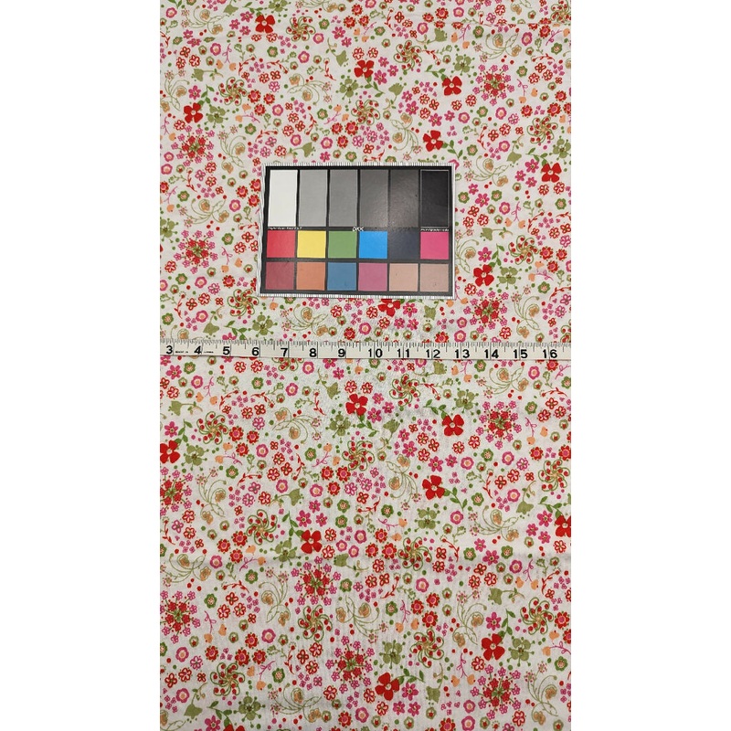 White Multicolor Ditsy Floral Print Cotton Jersey Knit Fabric 58"W x 37"L
