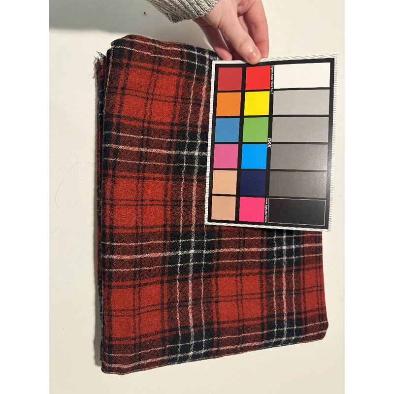 2yds red wool plaid gauze