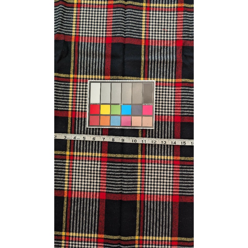Black/Red/Yellow/White Plaid Print Wool Coating Woven Fabric 44"W - 1 1/2 yds+