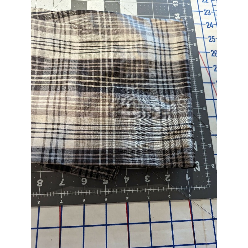 Black & White Plaid Silk Shantung 1.5 yard 44" wide