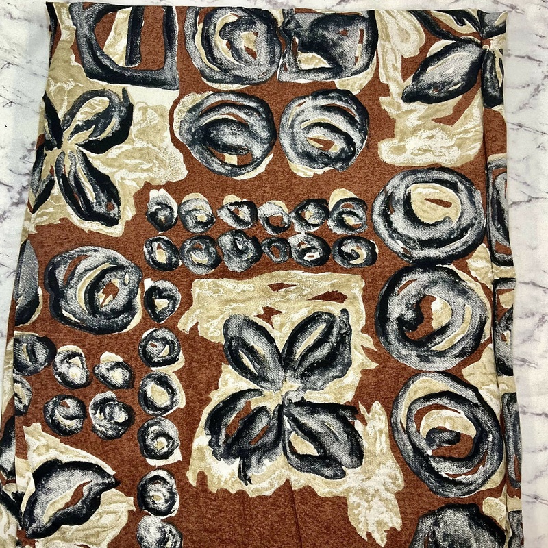 Brown Abstract Rayon Challis  2 yds