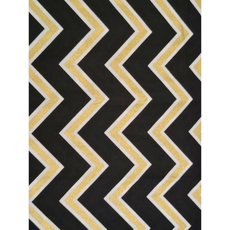 Cotton Chevron in Black & Gold - 1.25 YDS