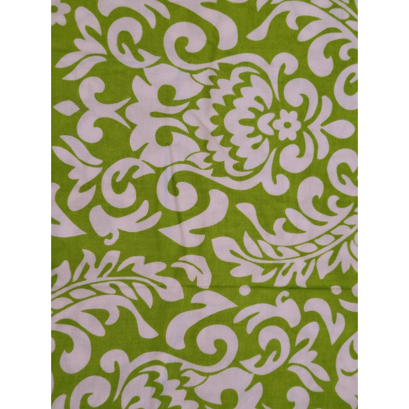 Cotton Fabric Green & White Damask - 2 YDS