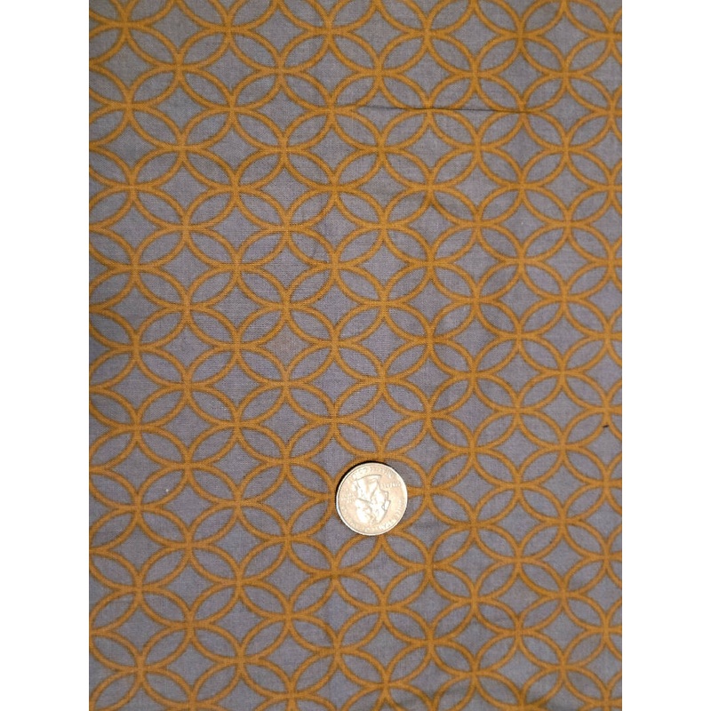 Cotton Fabric in Grey & Orange Design - 2 YDS