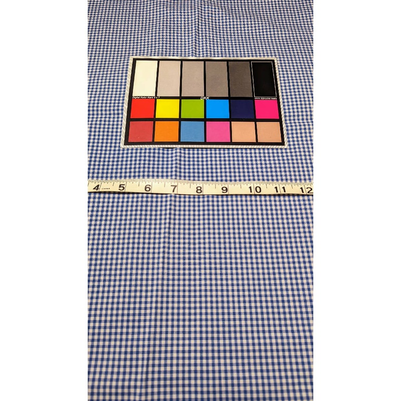 Dark Blue/White Gingham Cotton Polyester Blend Shirting Woven Fabric 54"W - 1 3/4 yd