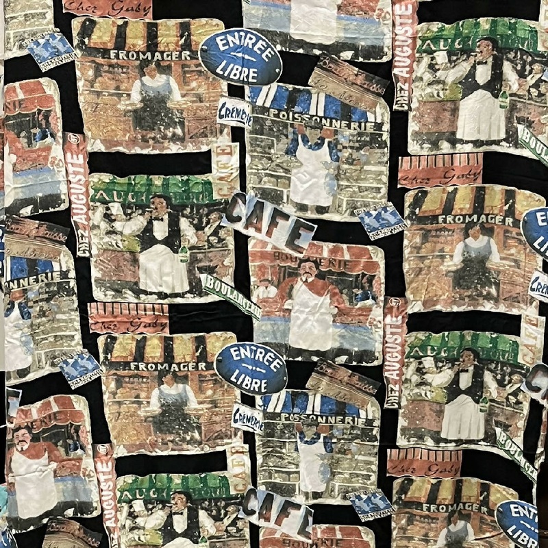 French Street Print Crinkled Rayon Lightweight Woven