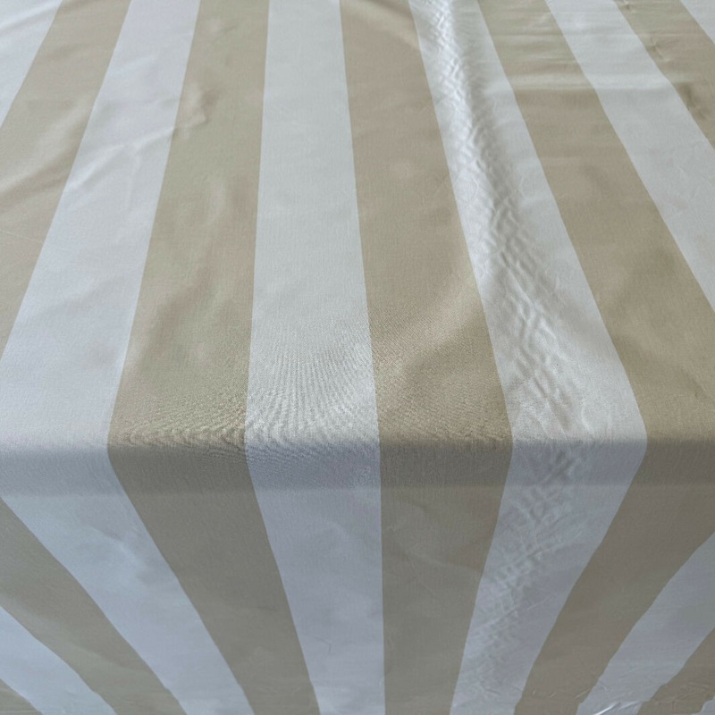 Garden Room Stripe White & Tan Cotten Woven - Yardage