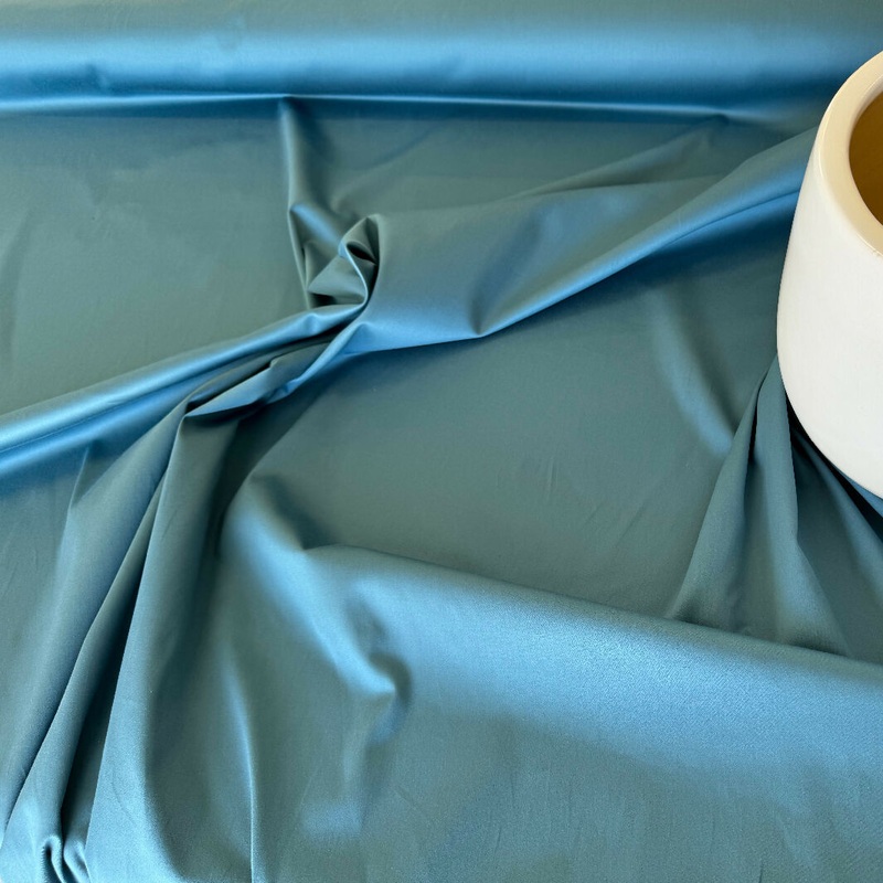 Light Steel Blue Polished Cotton-Lycra Blend Woven - Yardage