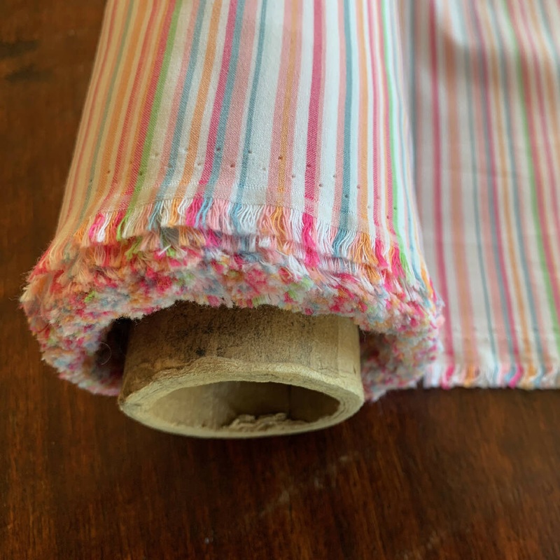 Multi-Color Pastel Stripe Cotton, Nylon, Spandex Woven - Yardage