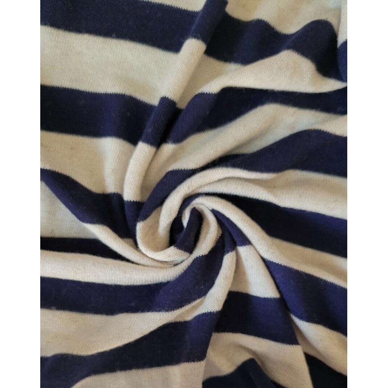 Navy & Oatmeal Stripe Linen Sweater Knit 3 yds