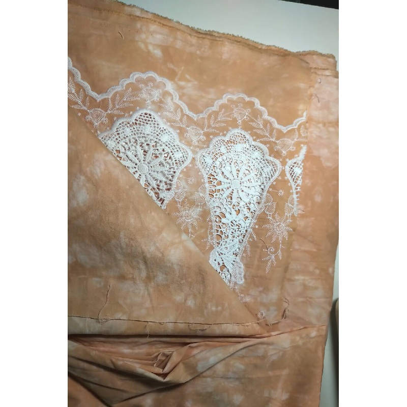 Peach tie-dye cotton with embroidered border