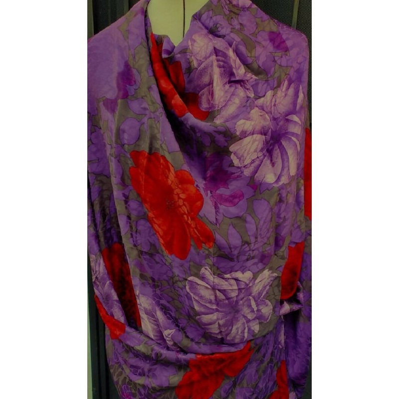 Purple Floral Polyester Fabric 46" Wide 2 1/2 Yards
