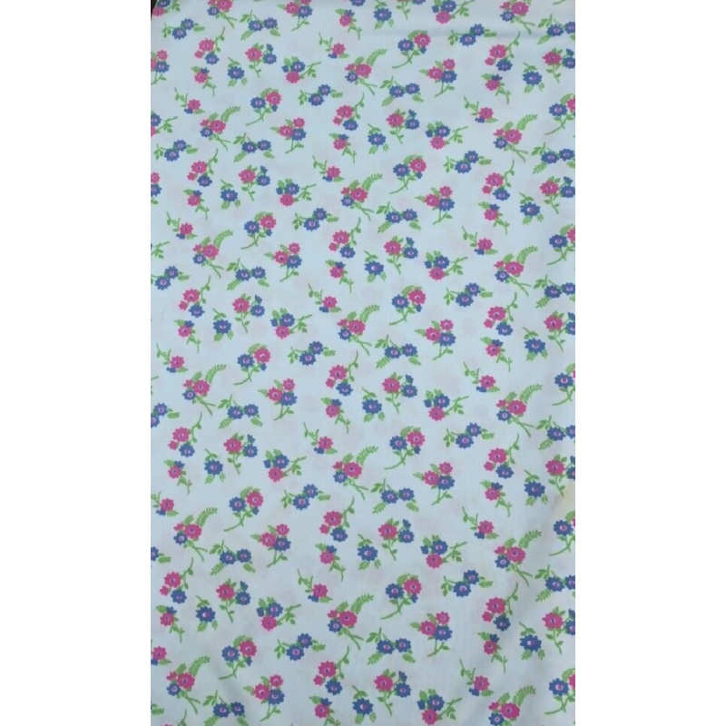 Vintage 60s 70s Aqua Blue Polyester Floral Fabric Stretch Vibrant Color 1y+28"x60"