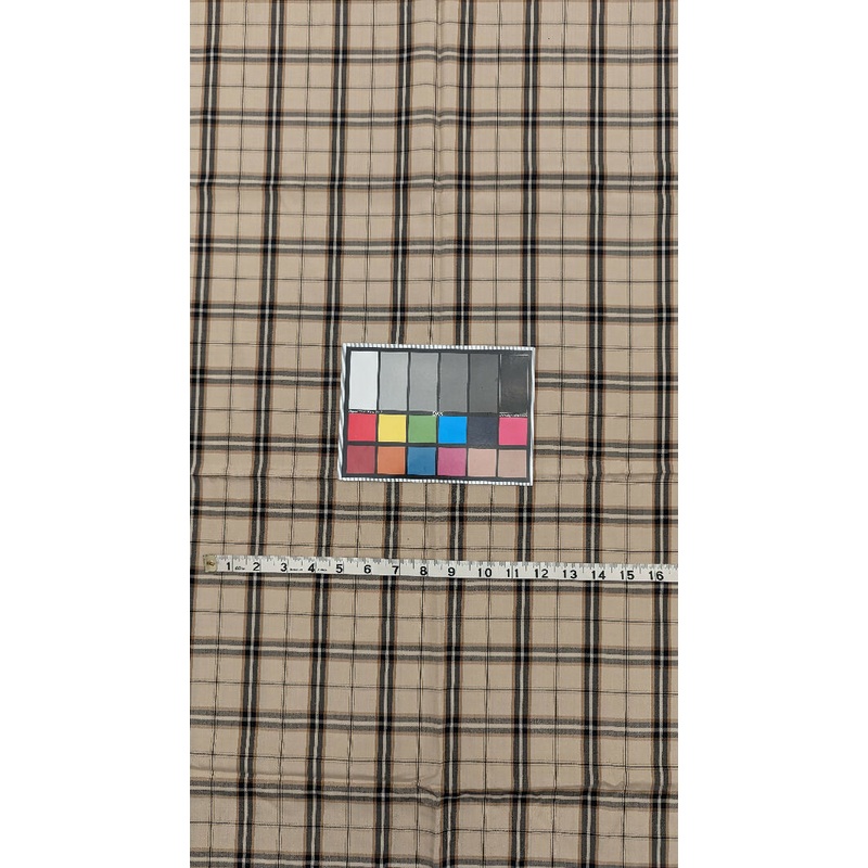 Vintage Beige/Black/Tan/White Tartan Plaid Silk Georgette Woven Fabric 45"W - 2 1/4 yds+