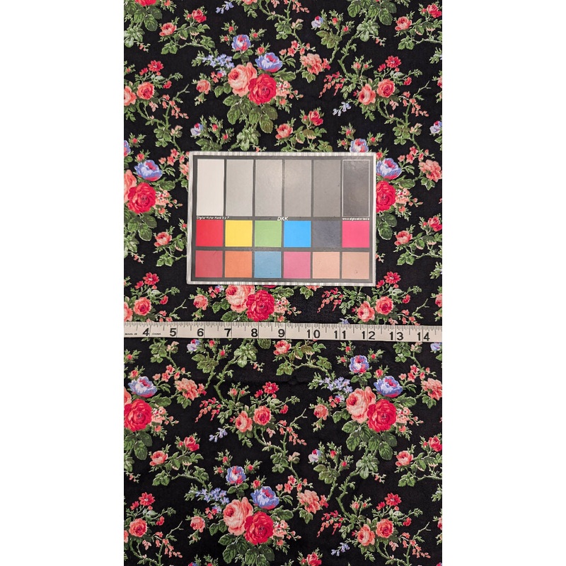 VTG Black Floral Print Cotton Woven Fabric 36"W - 2 1/4 yds