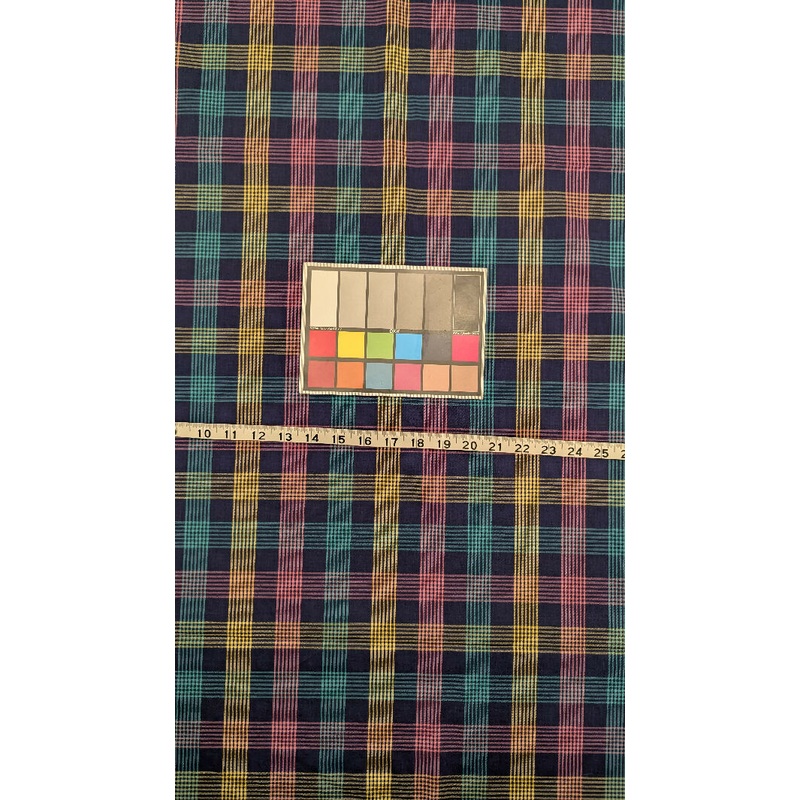 VTG Multicolor Plaid/Checkered Cotton Shirting Woven Fabric 45"W - 4 yds
