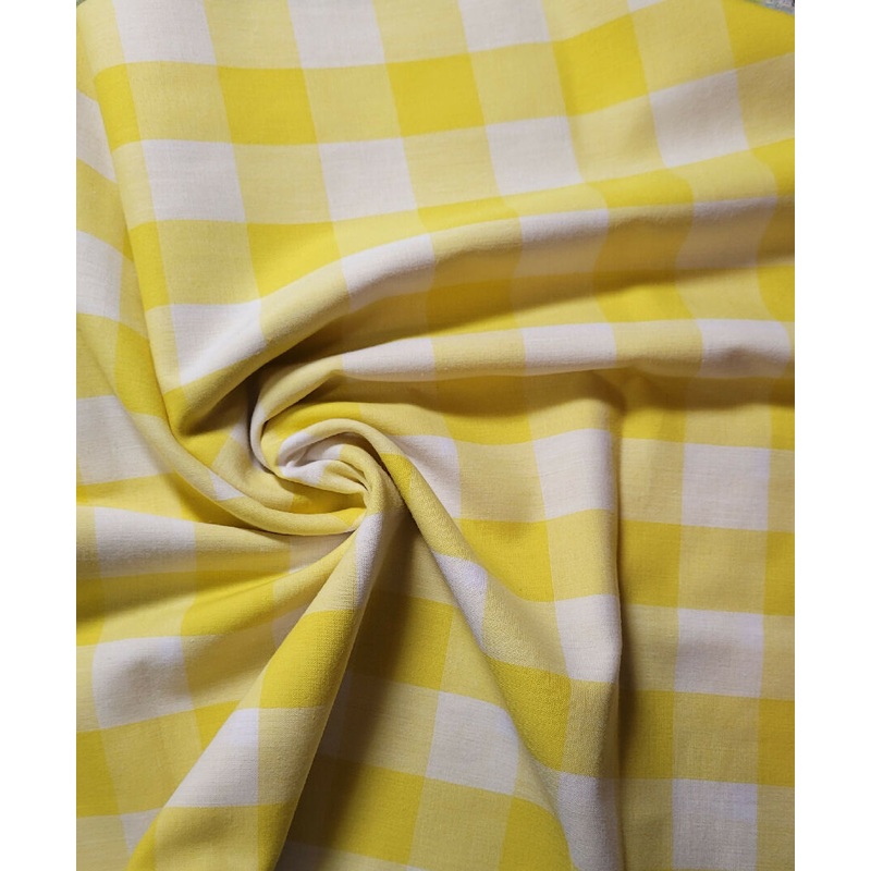 Yellow 1 Inch Gingham Fabric 60" wide 2/3 yard