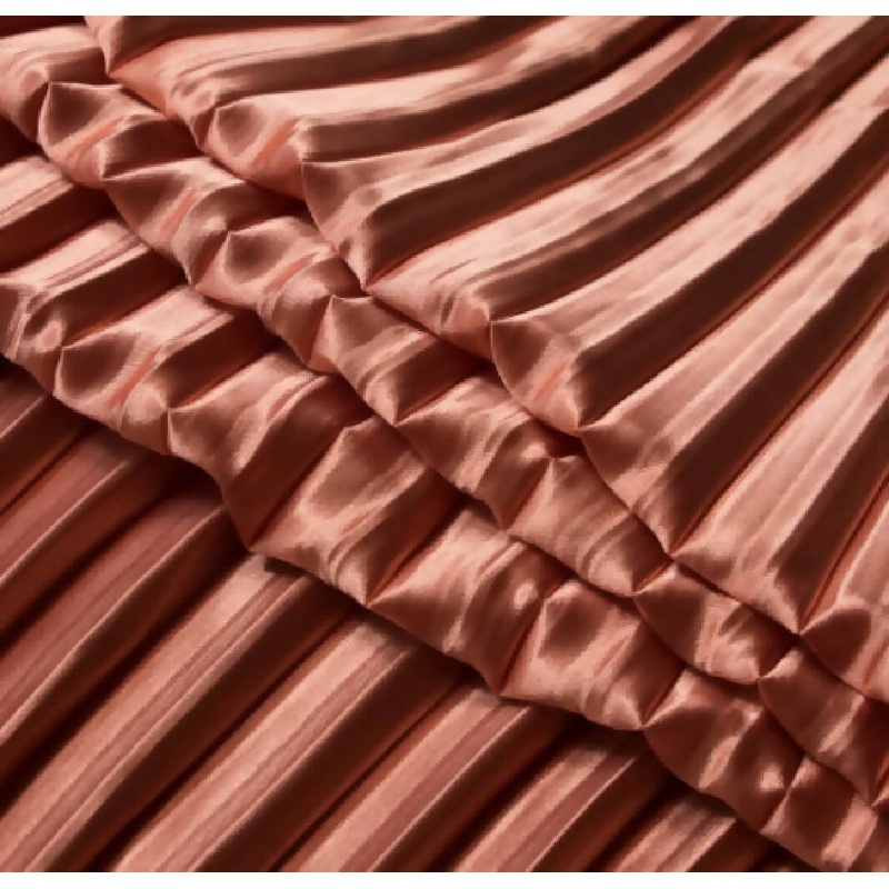 2.5 yds of Creamsicle Pleated Stretch Satin