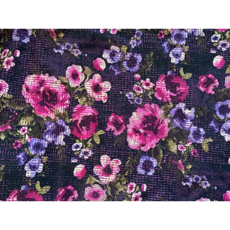 2 yards Plum/Black Floral Techno Crepe Knit