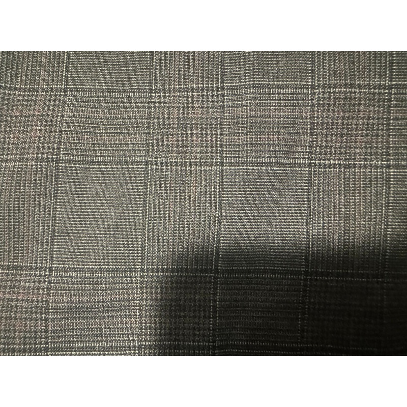 5yd grey plaid stretch wool suiting