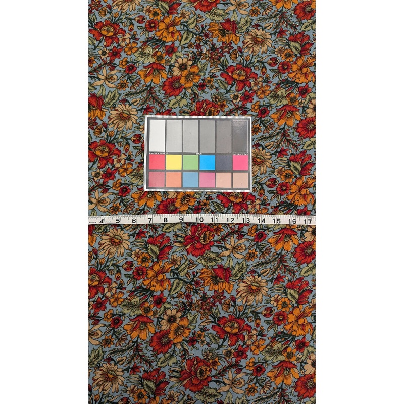 Autumnal Floral Botanical Print Silky Woven Fabric 57"W - 4 yds