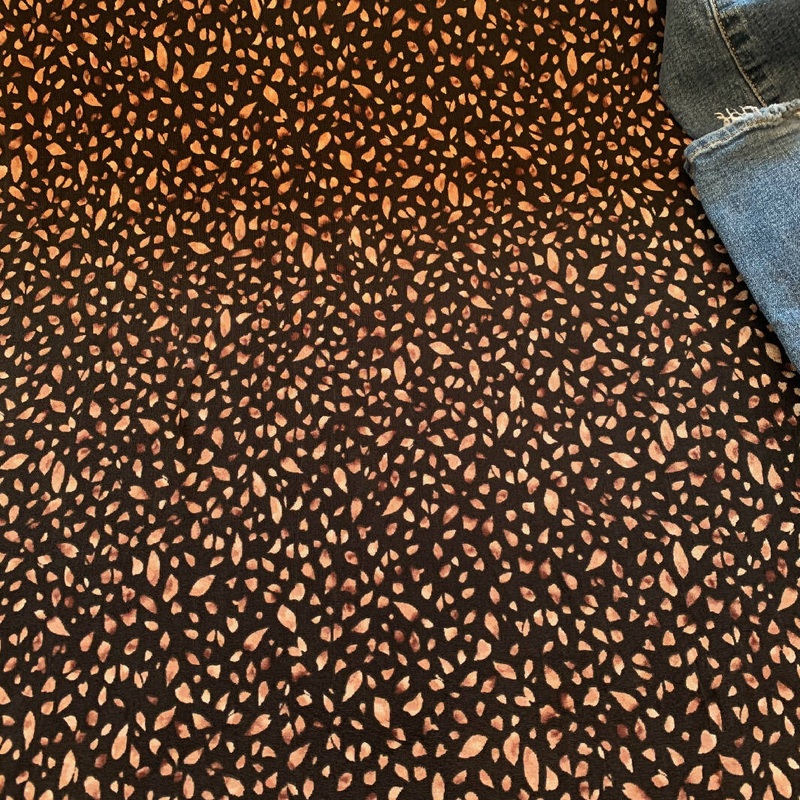 Black, Brown, Tan Slinky Acetate and Spandex Print
