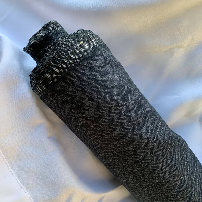 Black Wool Herringbone - Yardage