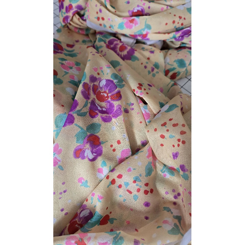 Floral print Yardage 7 1/4 Bright print on yellow background