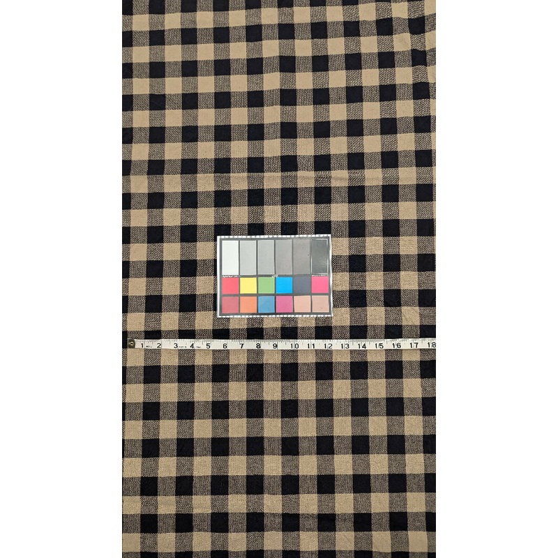 Tan/Black Buffalo Plaid Canvas Woven Fabric 52"W - 1 3/4 yds+