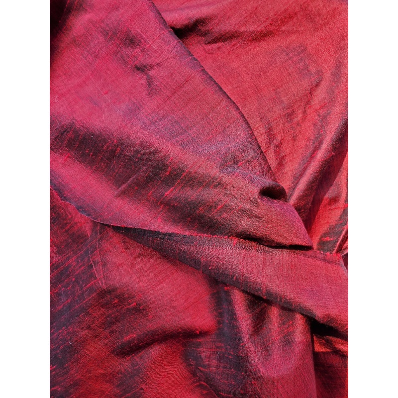 Vintage Ruby Red Raw Silk Remnant