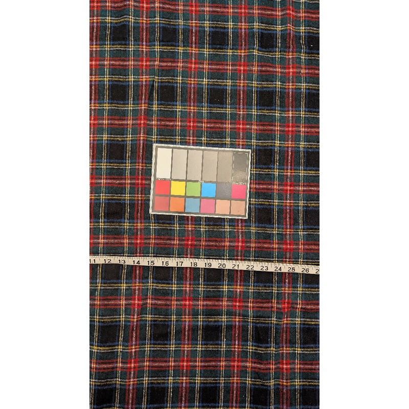 VTG Stewart Blue/Red/Green/Yellow Tartan Print Wool Blend Coating Woven Fabric 60"W - 3 1/4 yds+